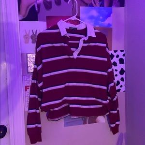 Cute crop with blue, white, and pink stripes!